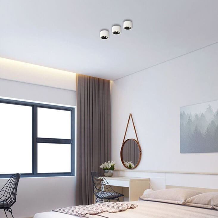 Modern Iron Flush Mount Ceiling Light With Integrated LED in White and Black — Greenwich Home & Living
