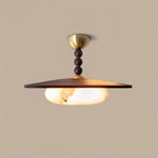 Contemporary Ash Wood Semi-Flush Mount Ceiling Light With Tri-Color Light in Brown White — Greenwich Home & Living