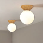 Modern Wood and Glass Pendant Light With Warm LED Glow in Wood Color — Greenwich Home & Living