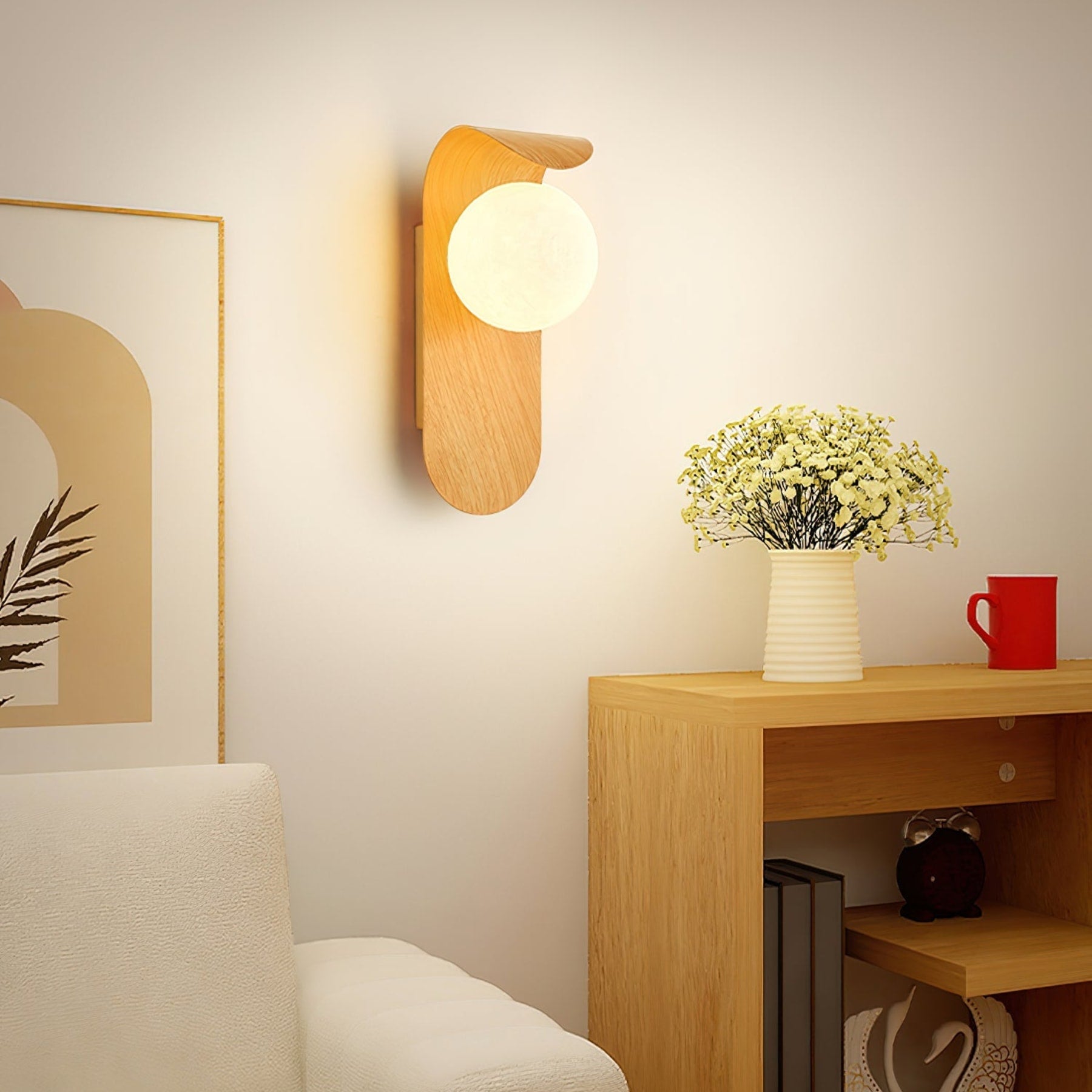 Minimalist Wood Wall Light With Tri-Color Changing Glow — Greenwich Home & Living
