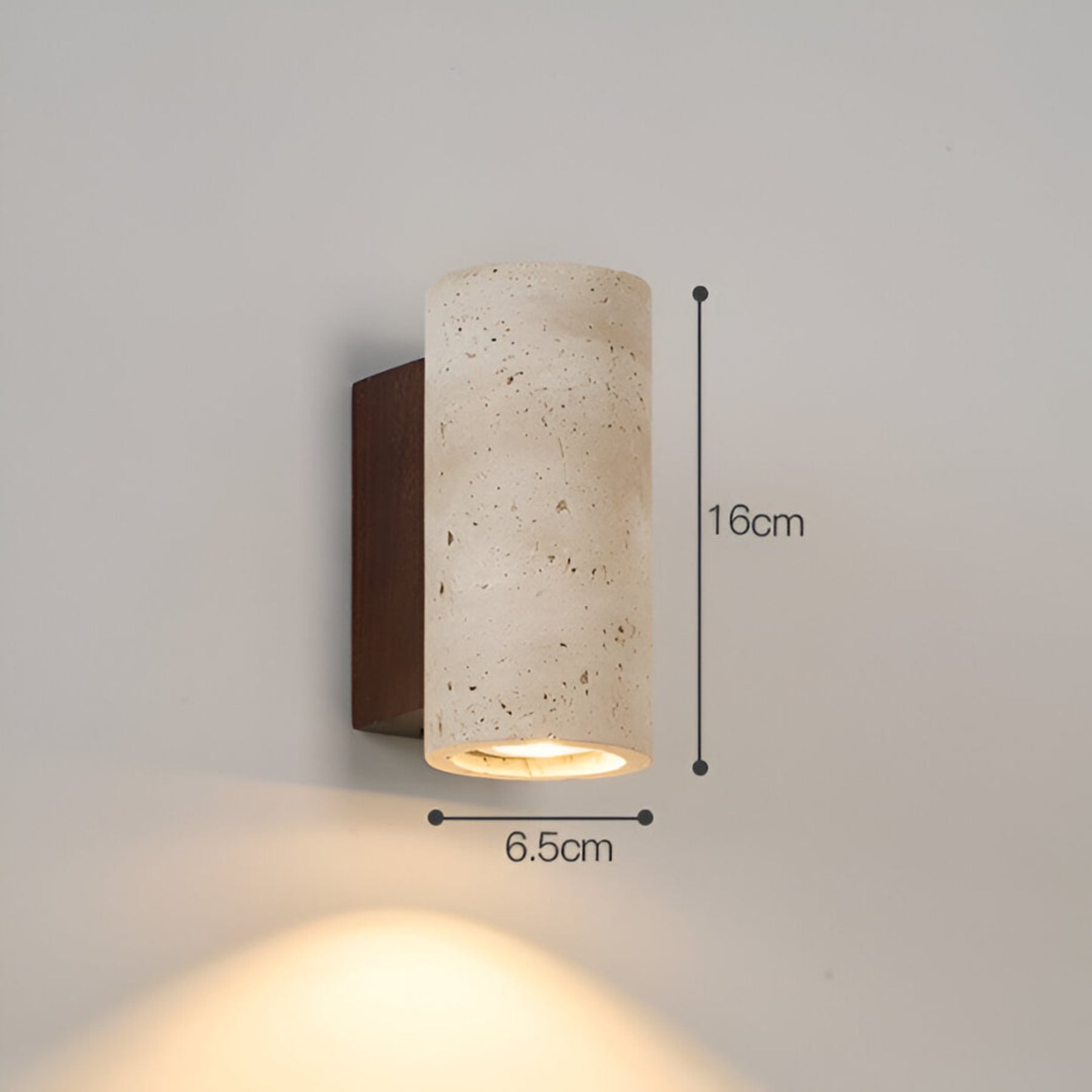 Minimalist Travertine and Wood Wall Light With Warm LED Glow — Greenwich Home & Living