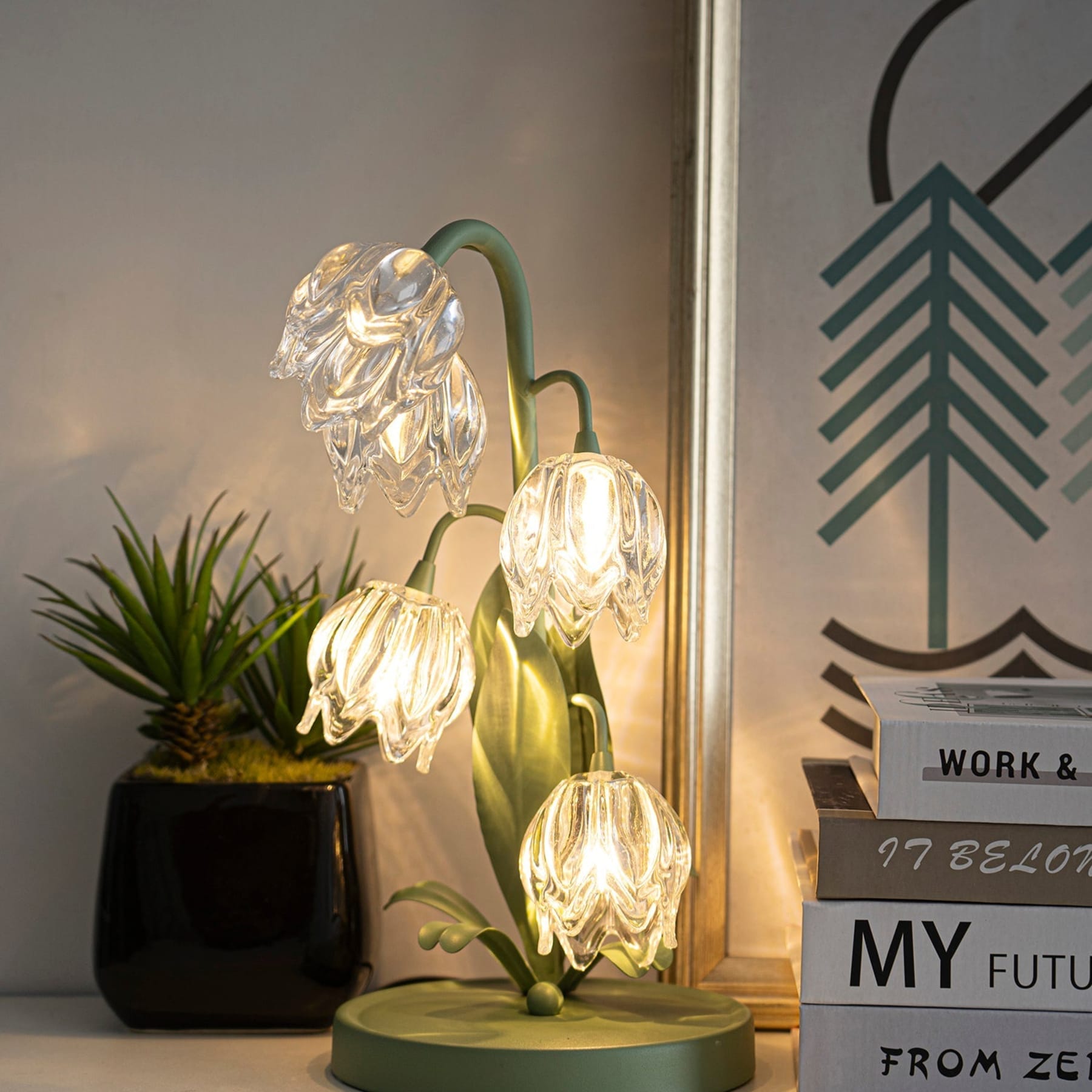Contemporary Glass Table Lamp With USB Power for Living Room and Bedroom — Greenwich Home & Living