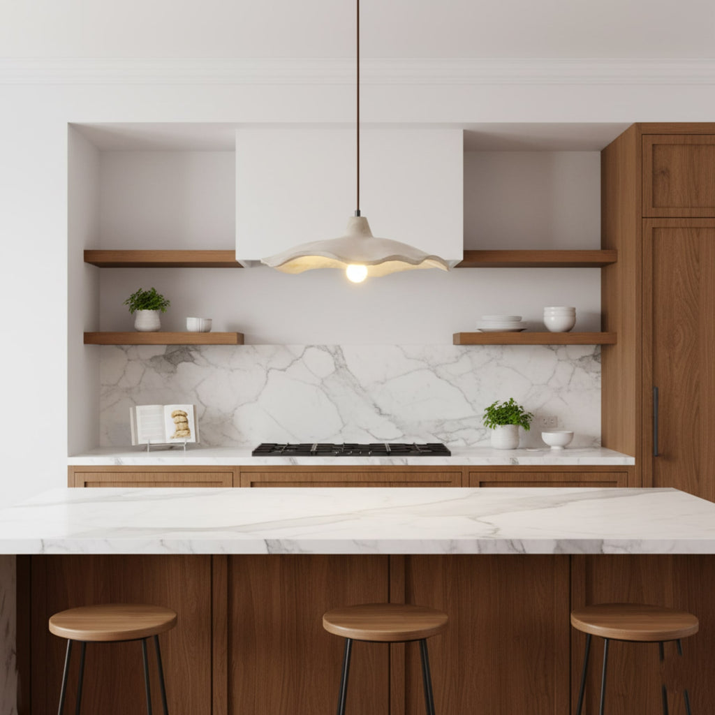 Minimalist Concrete Pendant Light With Warm White LED for Dining Room — Greenwich Home & Living