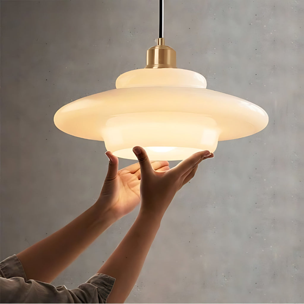 Retro Glass Pendant Light With Warm White Bulb Included for Dining Room — Greenwich Home & Living