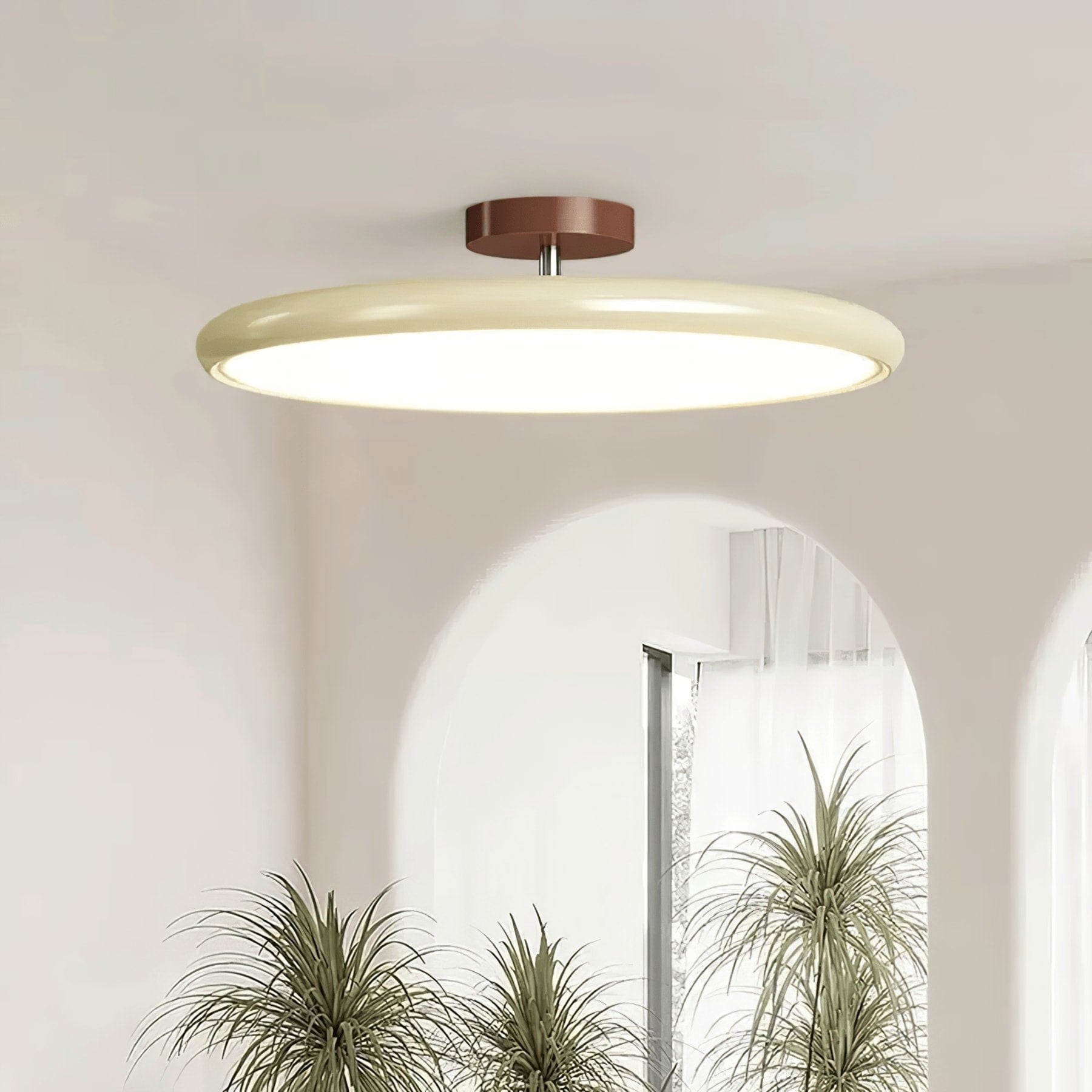 Retro Metal Semi-Flush Mount Ceiling Light With Three-Color Light — Greenwich Home & Living