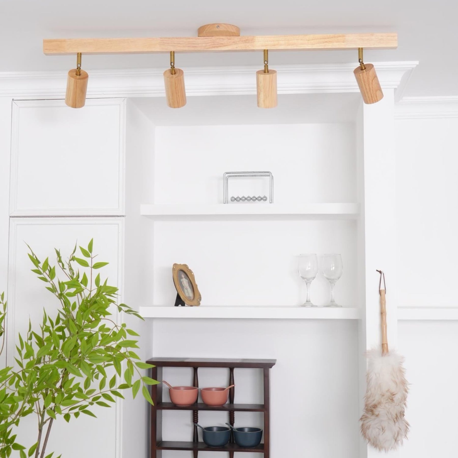 Modern Linear Walnut Wood Ceiling Light With Selectable Color Temperature — Greenwich Home & Living