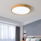 Minimalist Solid Wood Flush Mount Ceiling Light With Tri-Color Lighting — Greenwich Home & Living
