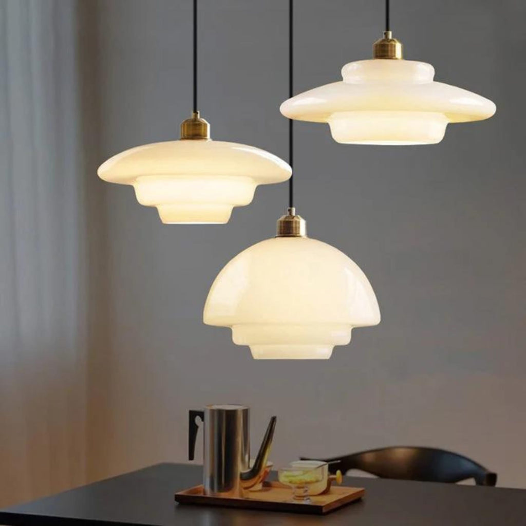Retro Glass Pendant Light With Warm White Bulb Included for Dining Room — Greenwich Home & Living