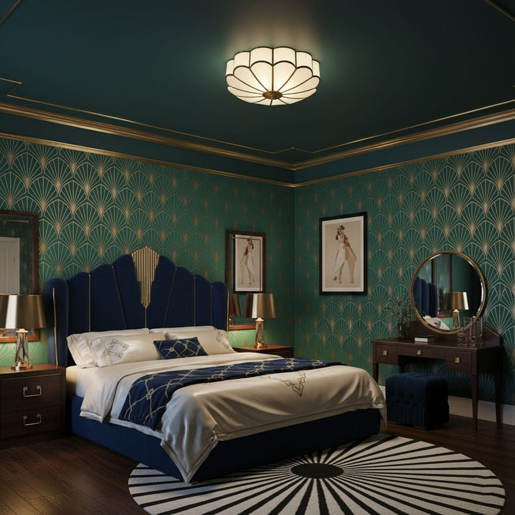 Traditional Brass and Glass Flush Mount Ceiling Light for Living Room — Greenwich Home & Living