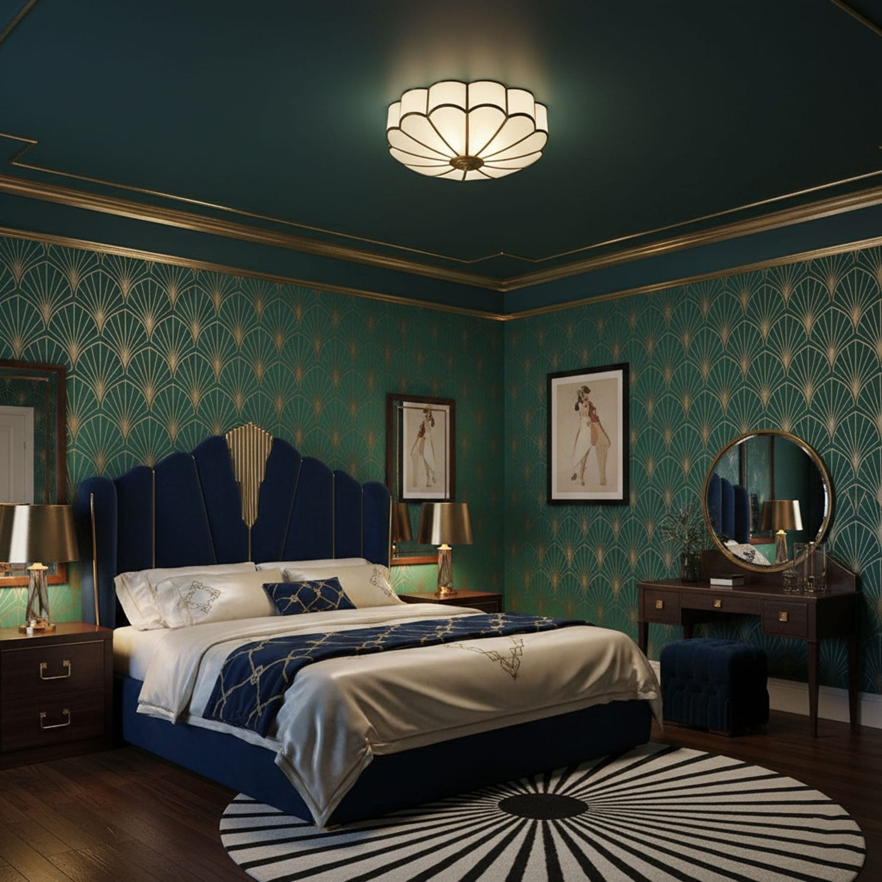 Traditional Brass and Glass Flush Mount Ceiling Light for Living Room — Greenwich Home & Living