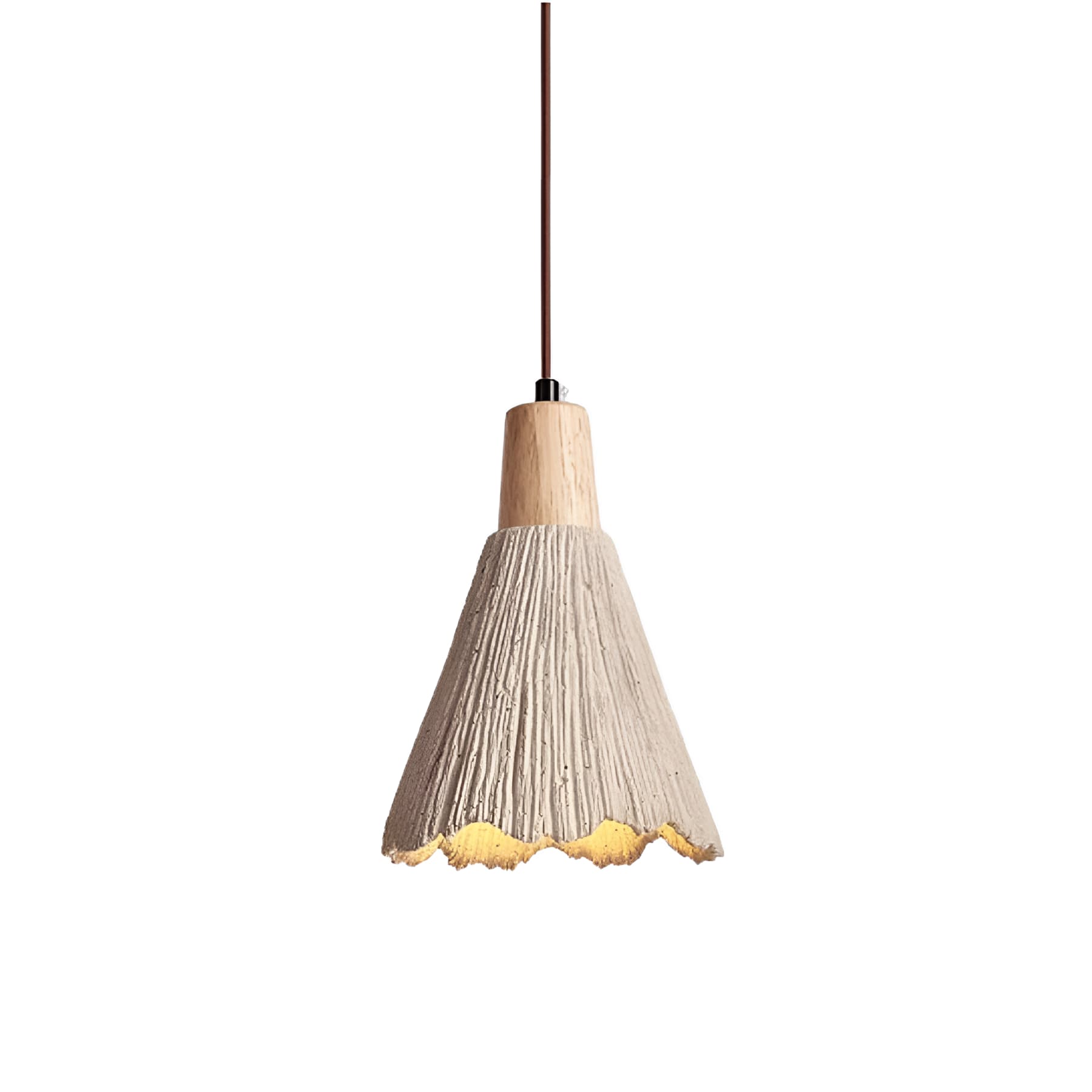 Rustic Wood and Concrete-Look Pendant Light With Warm White Glow for Dining Room — Greenwich Home & Living