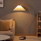 Scandinavian Wood Floor Lamp With Fabric Shade for Living Room — Greenwich Home & Living