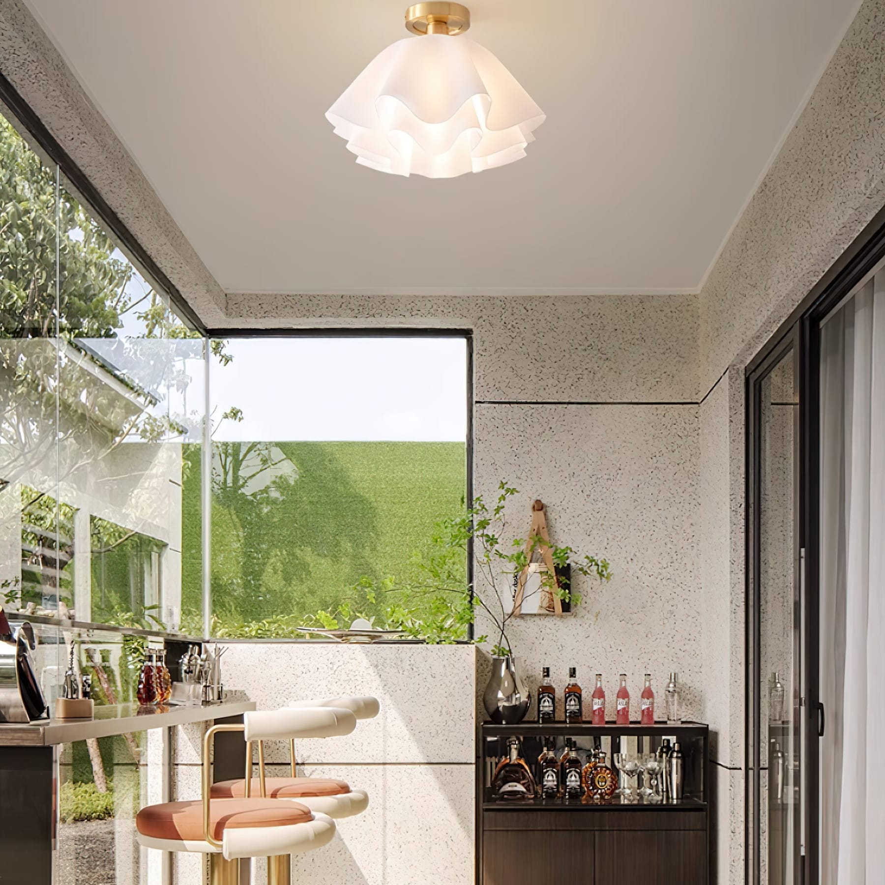 Contemporary Copper and Acrylic Flush Mount Ceiling Light With Tri-Color Dimming — Greenwich Home & Living