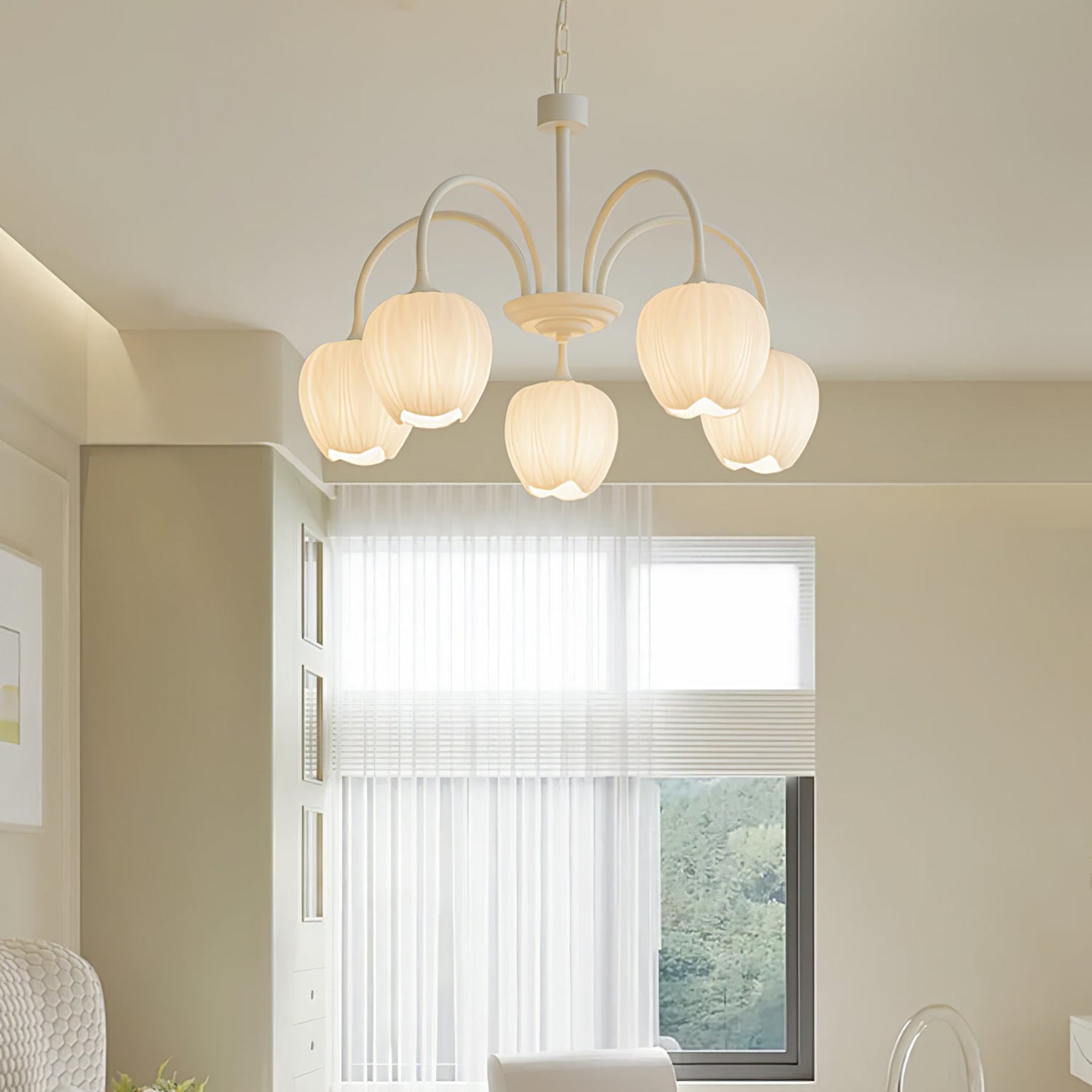 Retro Metal and Glass Chandelier With Selectable Color Light for Living and Dining Rooms — Greenwich Home & Living