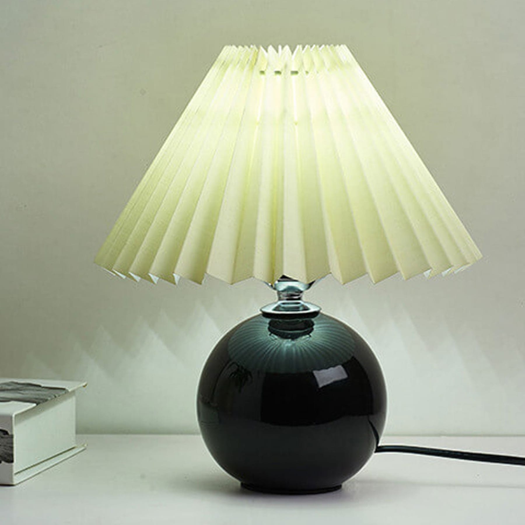 Contemporary Ceramic Table Lamp With Fabric Shade for Living Room in Black — Greenwich Home & Living