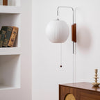 Modern Silk and Walnut Wood Wall Light for Bedroom and Living Room — Greenwich Home & Living