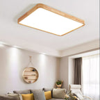 Minimalist Solid Wood Flush Mount Ceiling Light With Tri-Color Lighting — Greenwich Home & Living