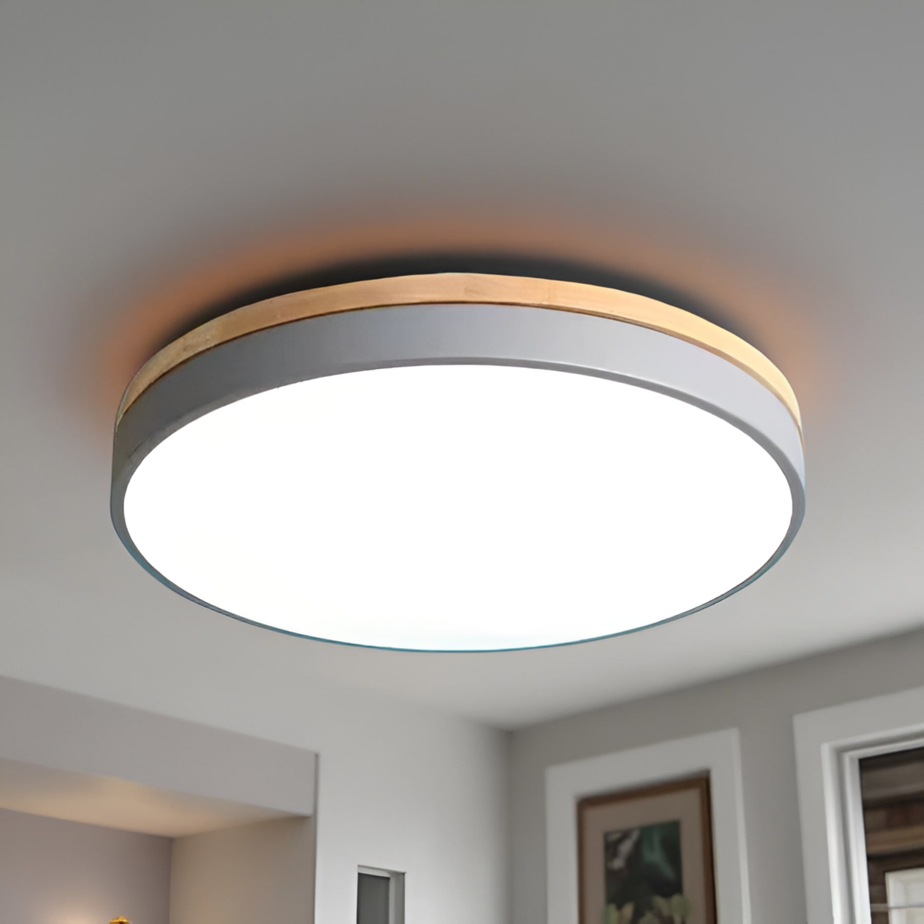 Minimalist Wood Flush Mount Ceiling Light With Remote Dimming — Greenwich Home & Living