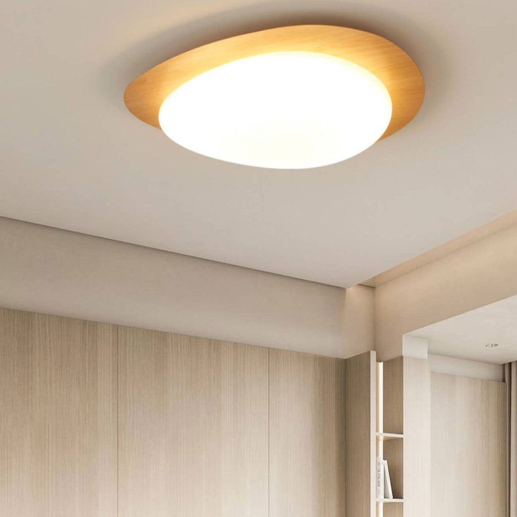 Modern Wood Flush Mount Ceiling Light With Stepless Dimming — Greenwich Home & Living