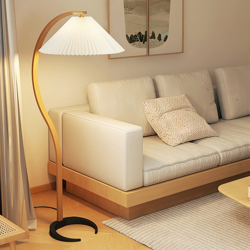 Scandinavian Wood Floor Lamp With Fabric Shade for Living Room — Greenwich Home & Living