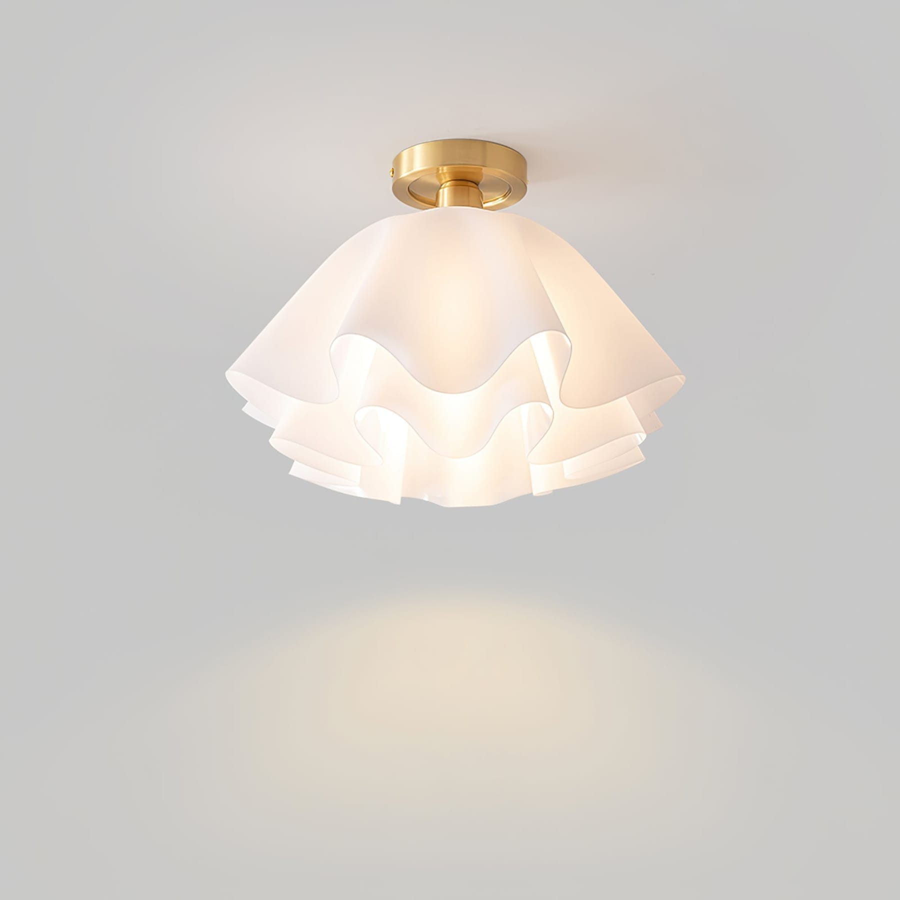 Contemporary Copper and Acrylic Flush Mount Ceiling Light With Tri-Color Dimming — Greenwich Home & Living