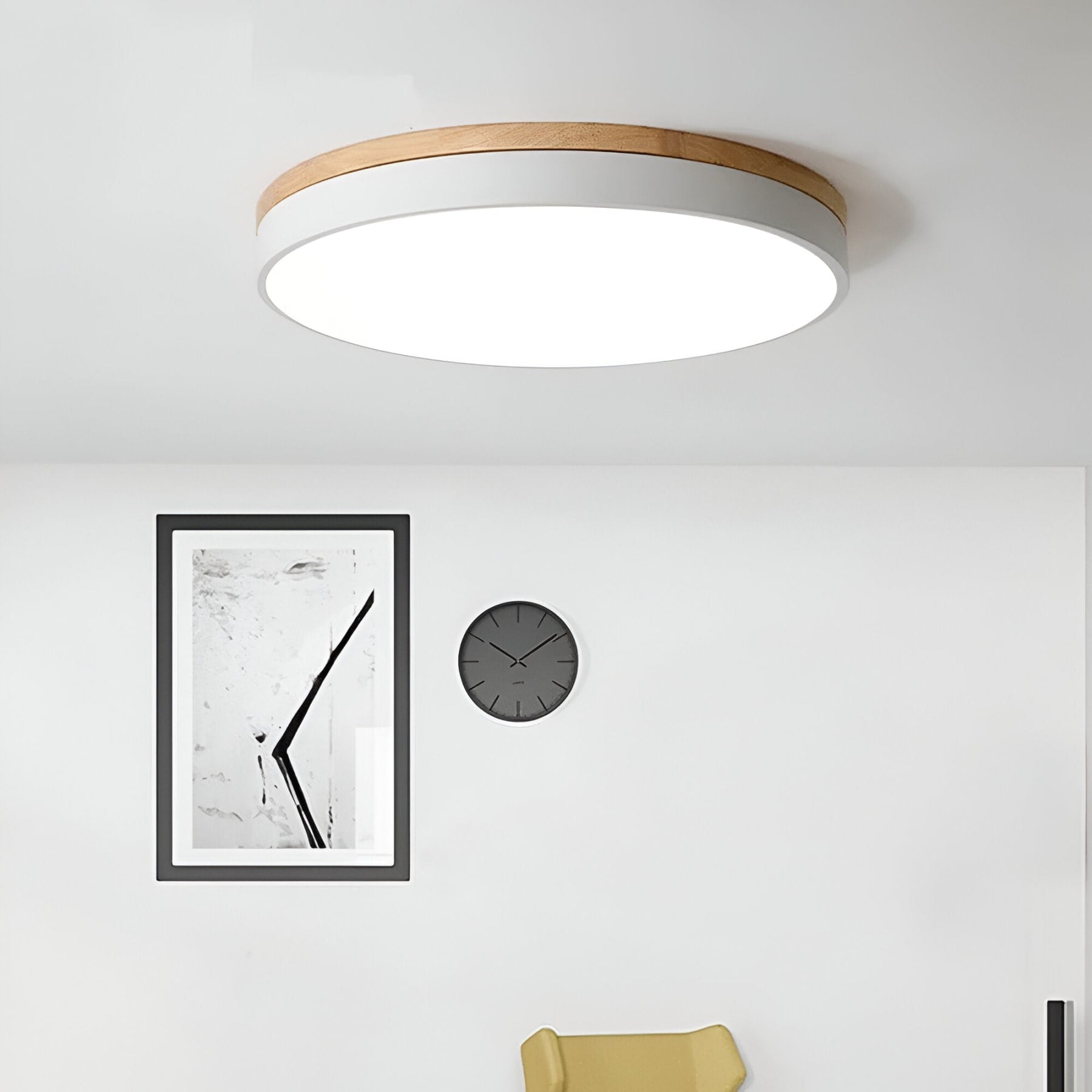 Minimalist Wood Flush Mount Ceiling Light With Remote Dimming — Greenwich Home & Living