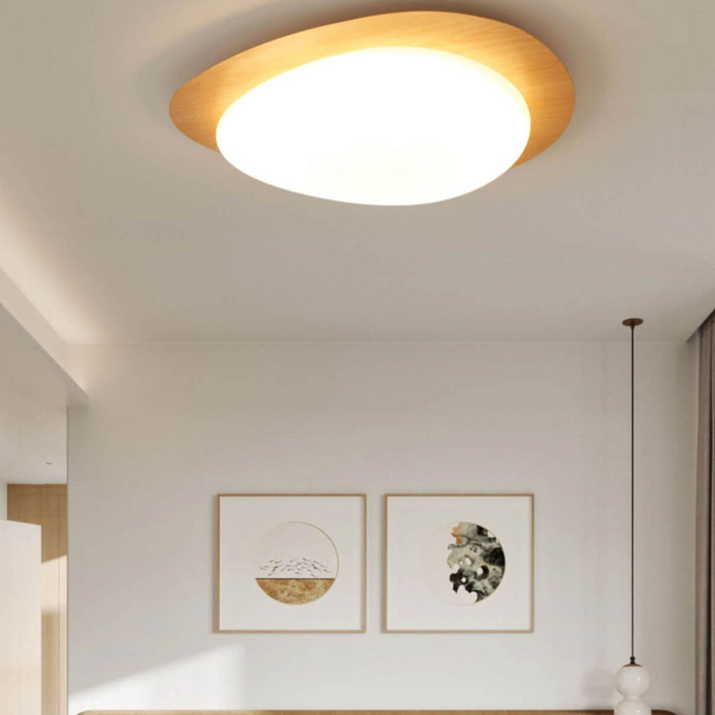 Modern Wood Flush Mount Ceiling Light With Stepless Dimming — Greenwich Home & Living