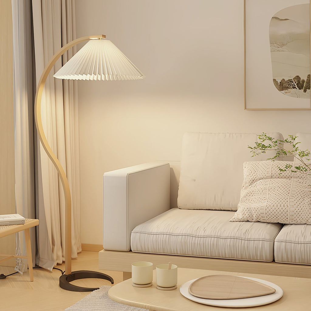 Scandinavian Wood Floor Lamp With Fabric Shade for Living Room — Greenwich Home & Living