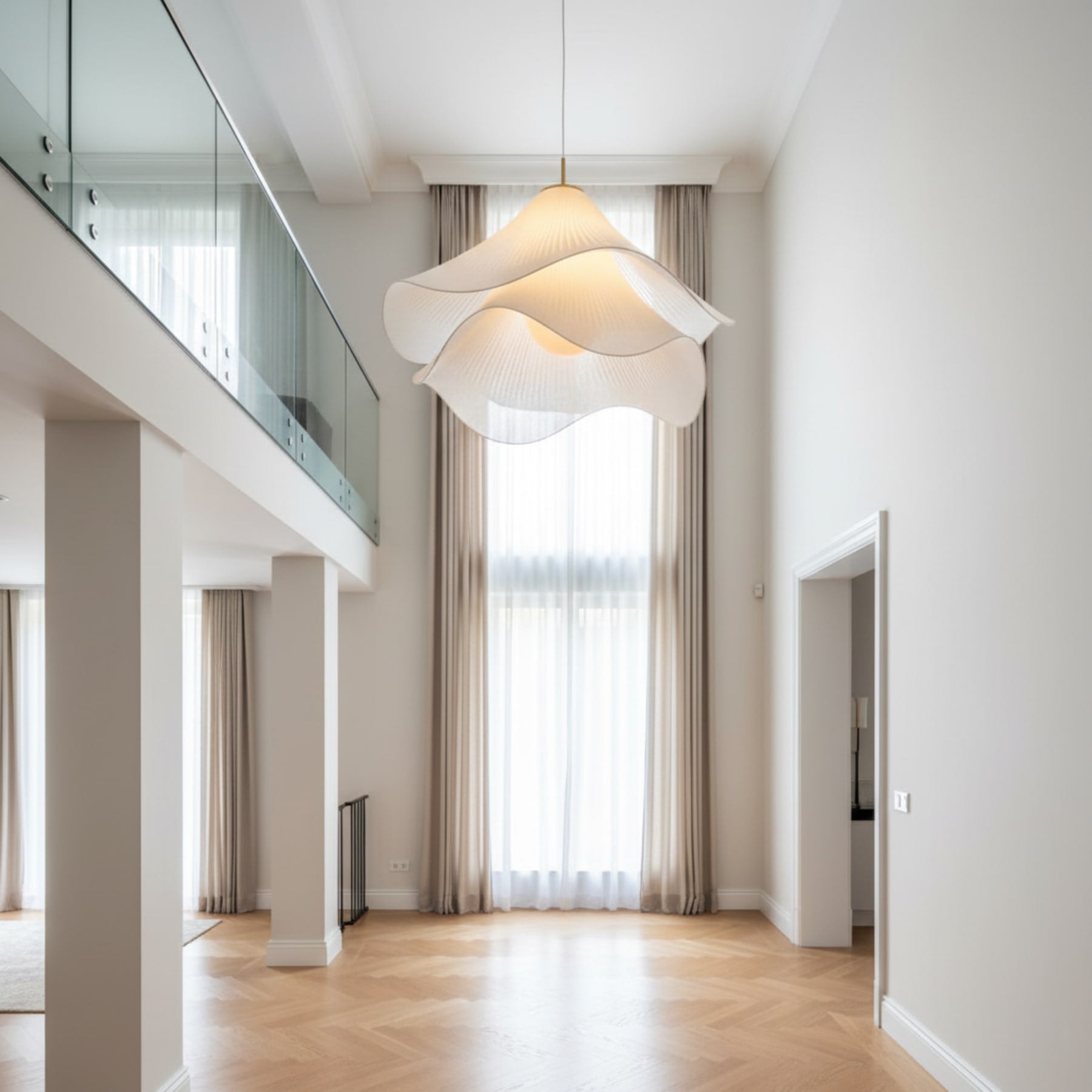 Contemporary Fabric Pendant Light With Dimmable Color Options for Living Room — Greenwich Home & Living