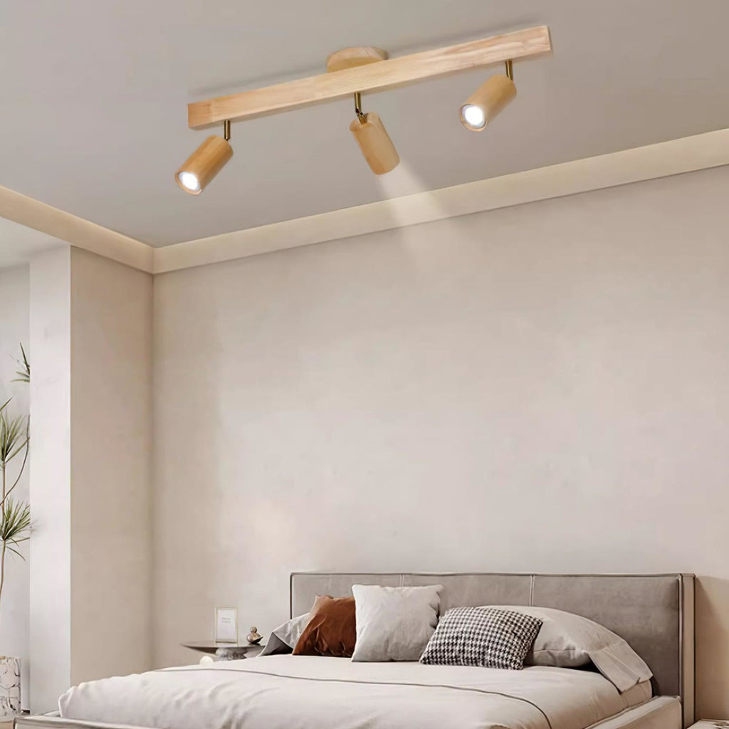Modern Linear Walnut Wood Ceiling Light With Selectable Color Temperature — Greenwich Home & Living