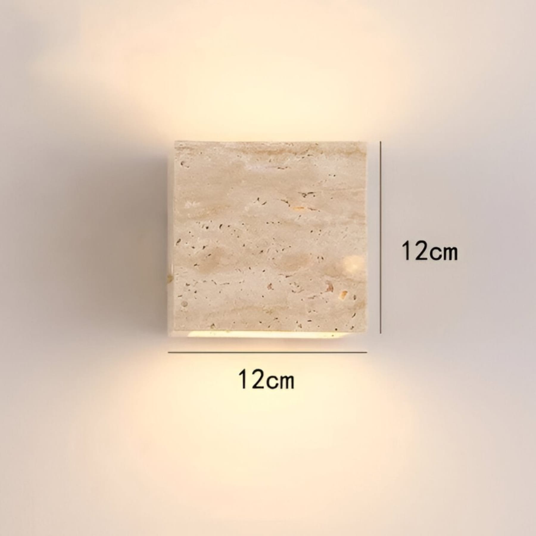 Minimalist Travertine Stone Square Wall Light With Warm LED Glow — Greenwich Home & Living