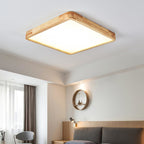 Minimalist Solid Wood Flush Mount Ceiling Light With Tri-Color Lighting — Greenwich Home & Living