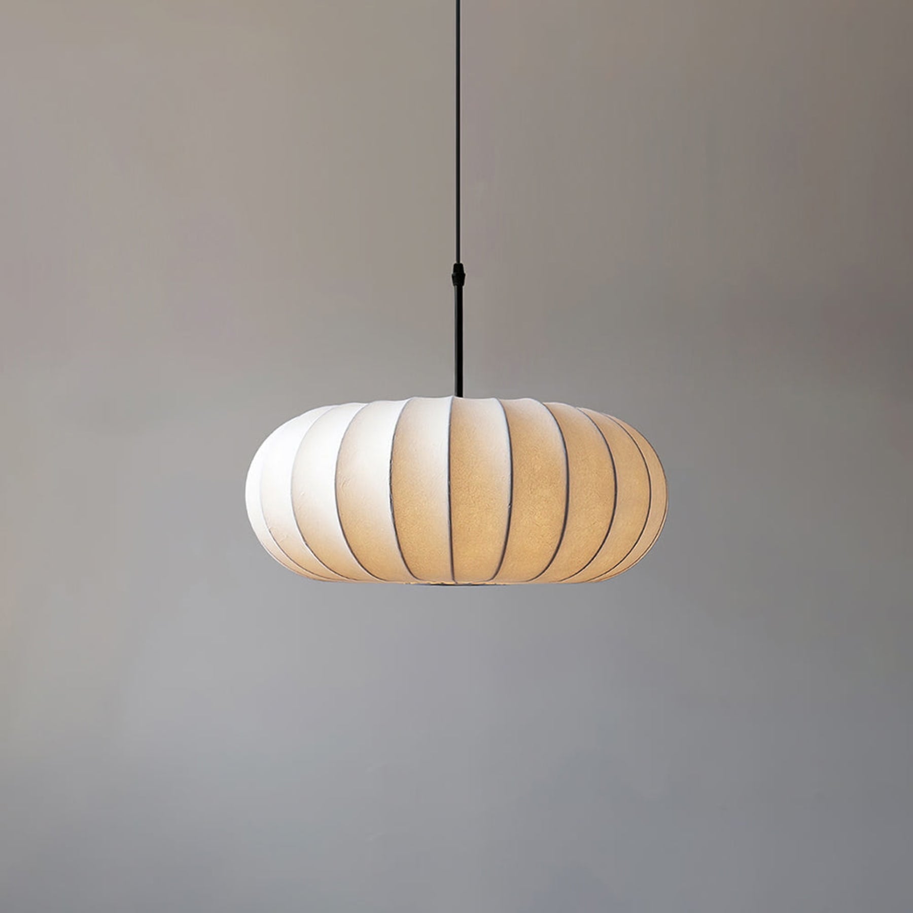 Modern Silk Fabric Pendant Light With Adjustable Color Temperature in Ø11.8" x 5.9" (Ø30 x 15 cm) — Greenwich Home & Living