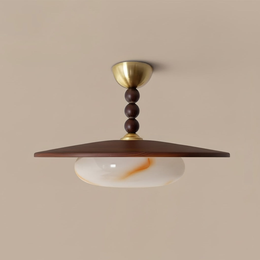 Contemporary Ash Wood Semi-Flush Mount Ceiling Light With Tri-Color Light — Greenwich Home & Living