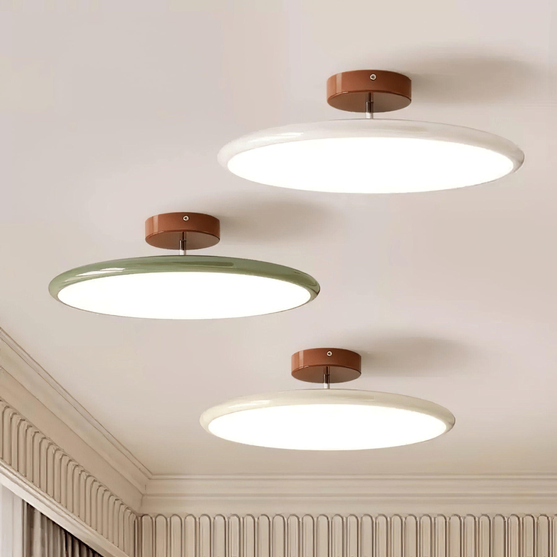 Retro Metal Semi-Flush Mount Ceiling Light With Three-Color Light — Greenwich Home & Living