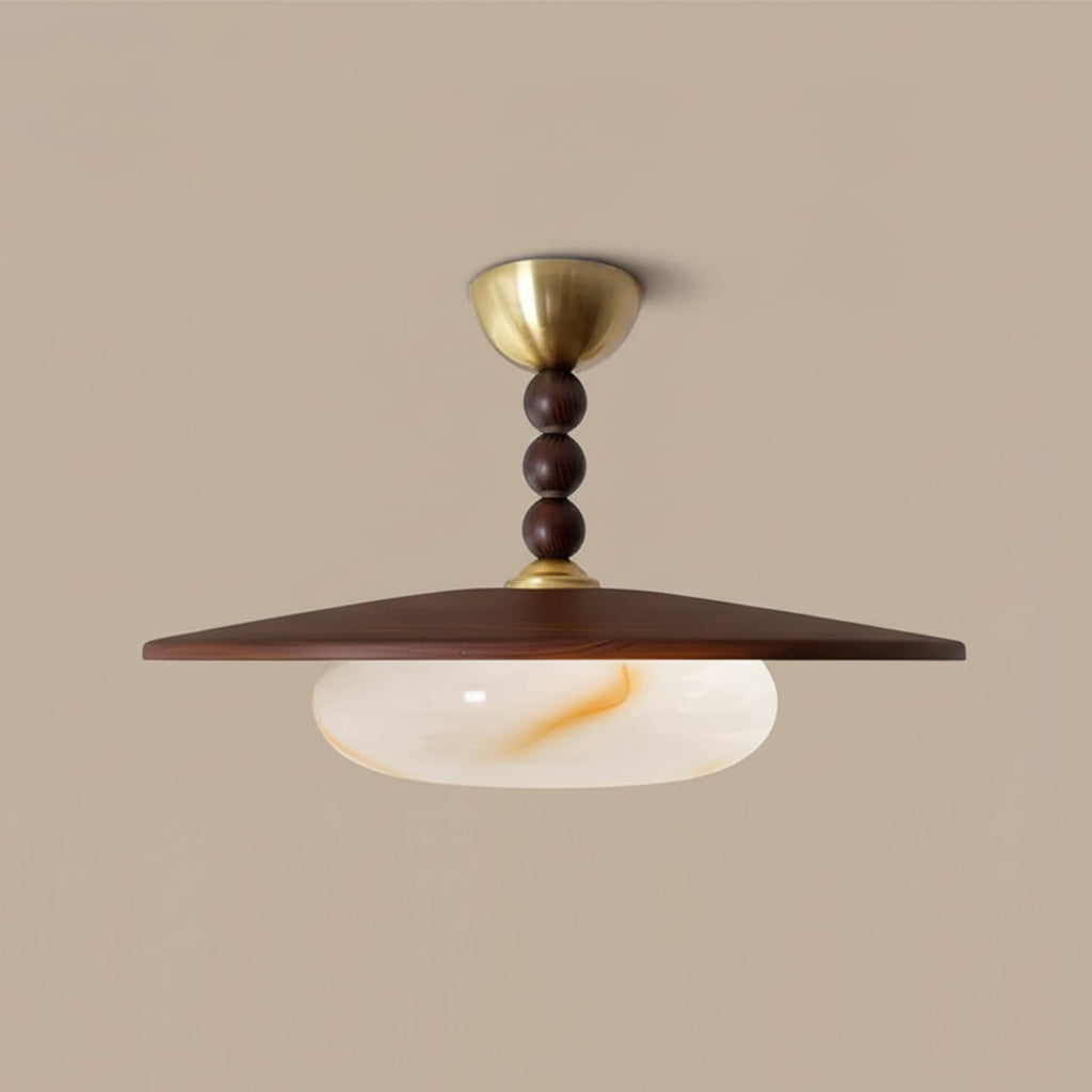 Contemporary Ash Wood Semi-Flush Mount Ceiling Light With Tri-Color Light — Greenwich Home & Living