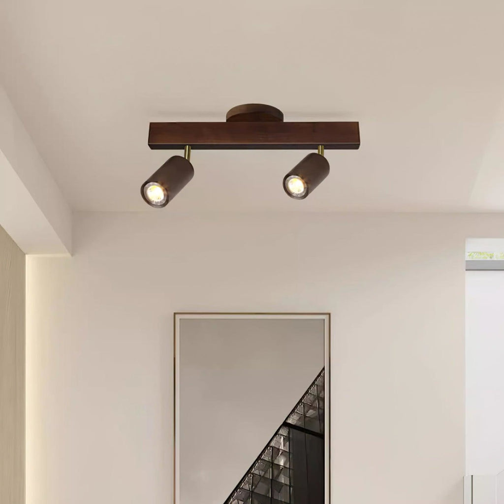 Modern Linear Walnut Wood Ceiling Light With Selectable Color Temperature — Greenwich Home & Living
