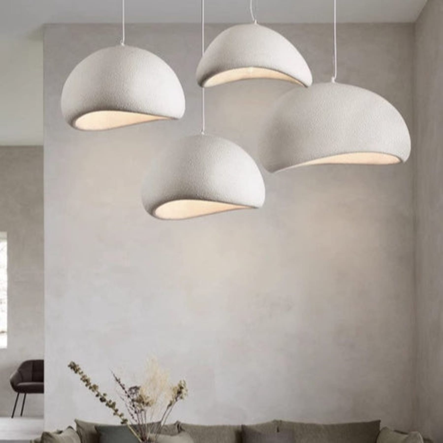 Minimalist Resin Pendant Light With Selectable Light Colors for Living Room — Greenwich Home & Living