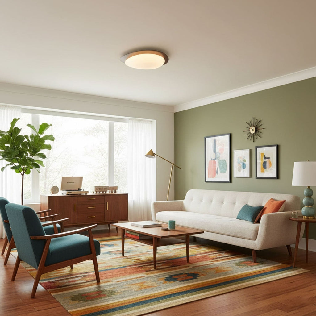 Scandinavian Wood Flush Mount Ceiling Light With Adjustable Color Temperature — Greenwich Home & Living