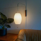 Modern Silk and Walnut Wood Wall Light for Bedroom and Living Room — Greenwich Home & Living