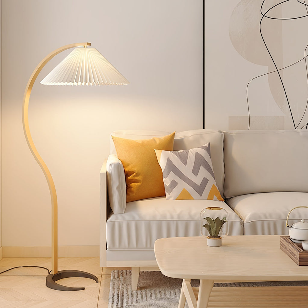 Scandinavian Wood Floor Lamp With Fabric Shade for Living Room — Greenwich Home & Living