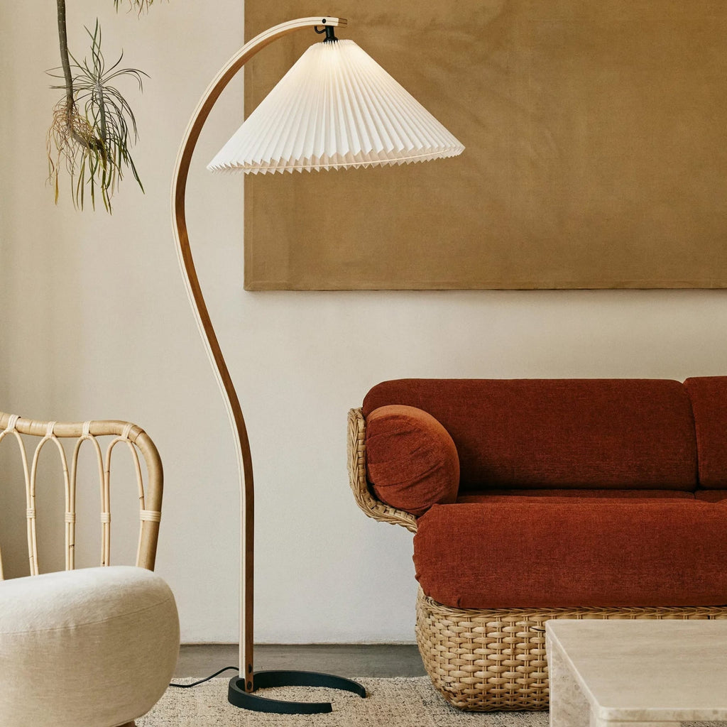 Scandinavian Wood Floor Lamp With Fabric Shade for Living Room — Greenwich Home & Living