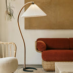 Scandinavian Wood Floor Lamp With Fabric Shade for Living Room — Greenwich Home & Living
