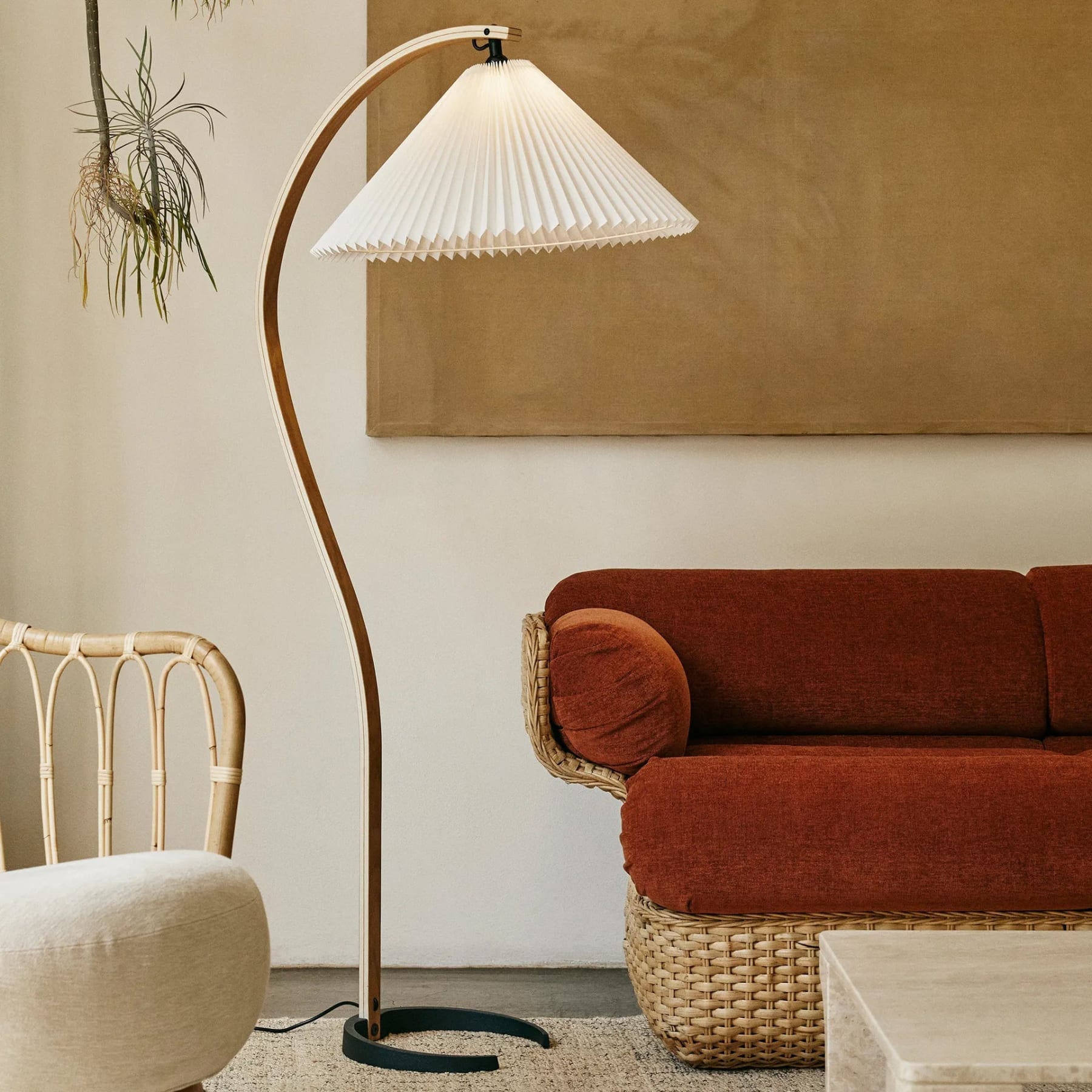 Scandinavian Wood Floor Lamp With Fabric Shade for Living Room — Greenwich Home & Living