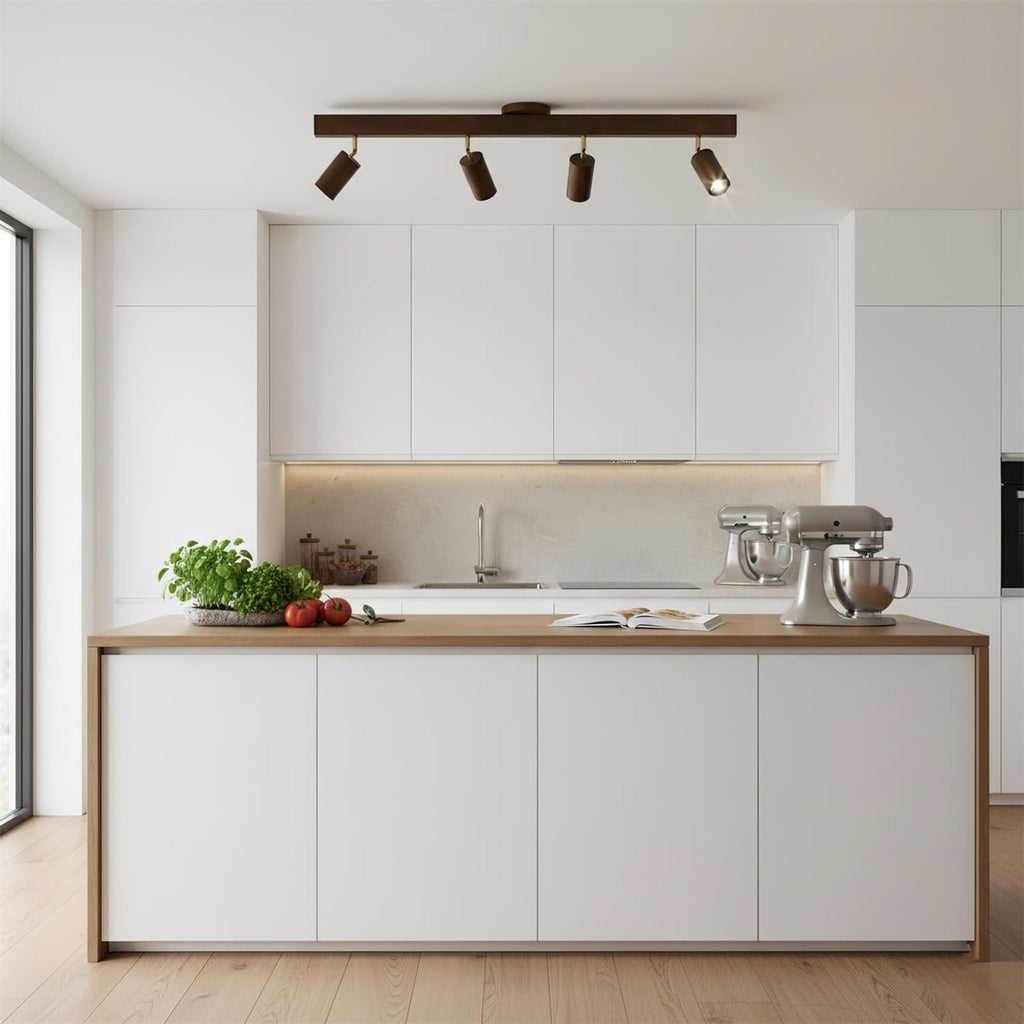 Modern Linear Walnut Wood Ceiling Light With Selectable Color Temperature — Greenwich Home & Living