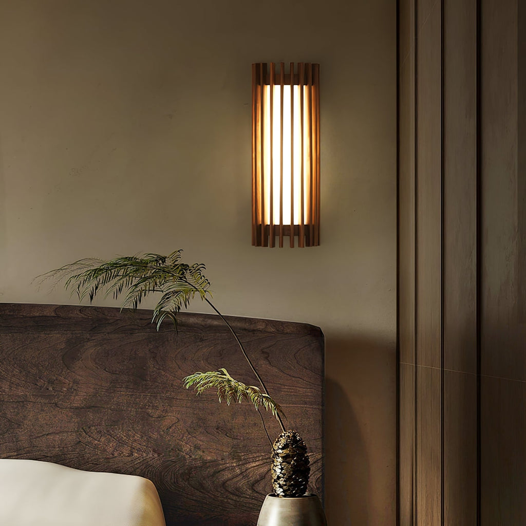 Contemporary Acrylic and Wood Wall Light With Tri-Color Lighting — Greenwich Home & Living