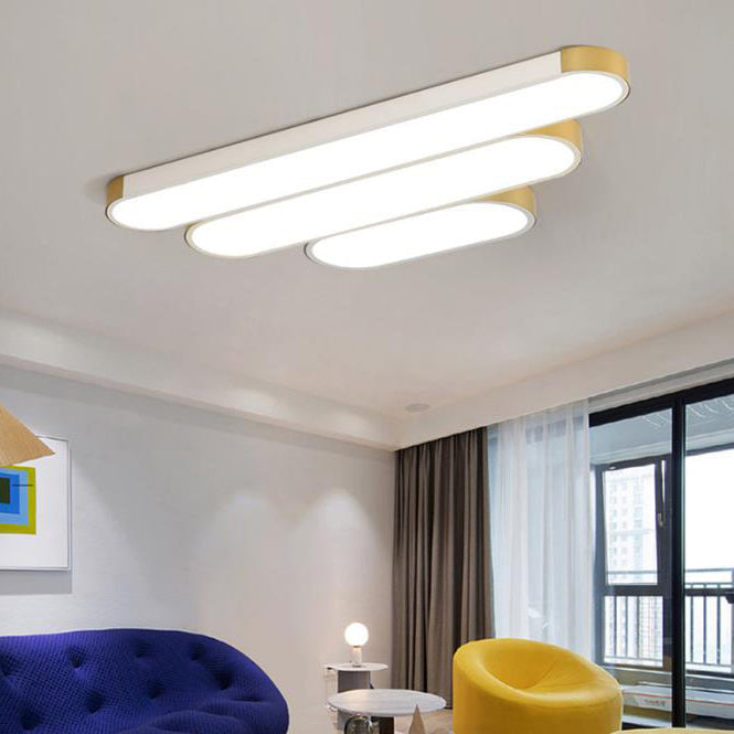Modern Linear Metal Flush Mount Ceiling Light With Dimmable Remote — Greenwich Home & Living