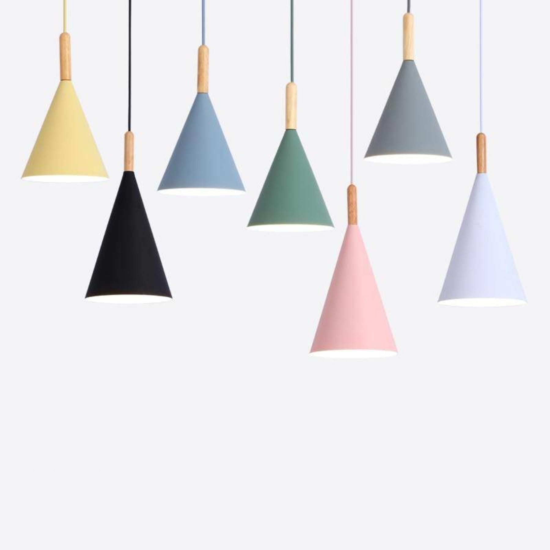 Scandinavian Wood And Aluminum Pendant Light With Three-Color Light For Dining Room — Greenwich Home & Living