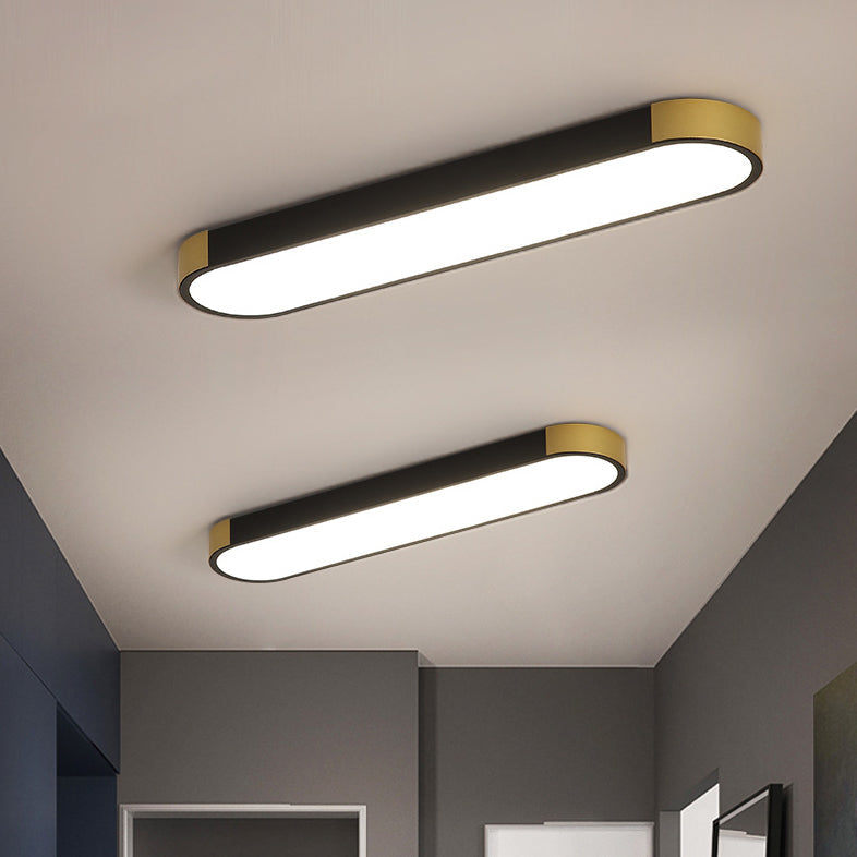 Modern Linear Metal Flush Mount Ceiling Light With Dimmable Remote — Greenwich Home & Living