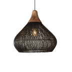 Woven Rattan Bohemian Pendant Light for Living and Dining Rooms in Black — Greenwich Home & Living